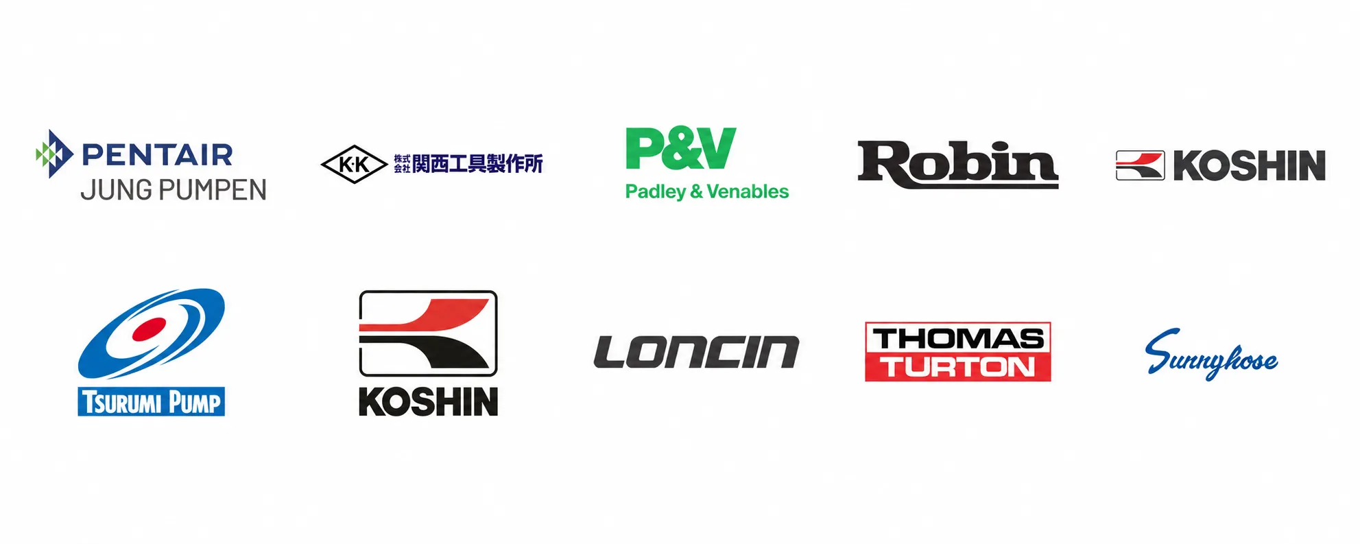 迅成代理品牌包括 Pentair Jung Pumpen、Kansai、P&V、Robin、Koshin、Tsurumi Pump、Loncin、Thomas Turton 及 Sunnyhose