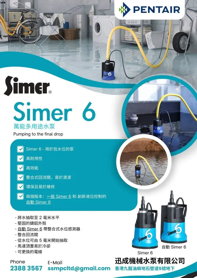 Pentair Simer 6 / 6S 低水位排水泵 圖片 6