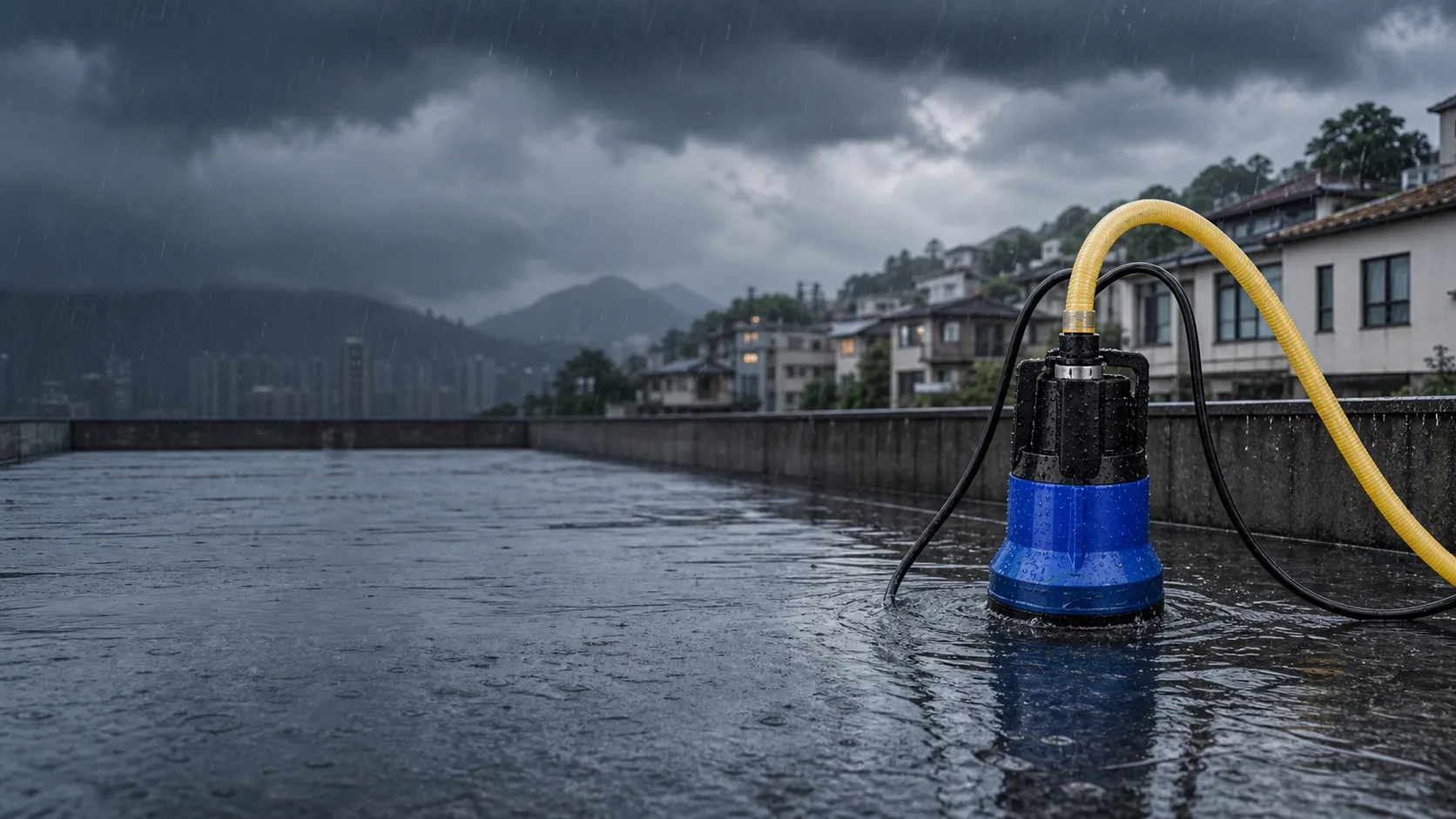Simer 6S 全自動低水位水泵於雨季天台排水使用